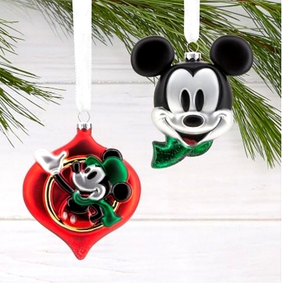 Hallmark Disney Mickey and Minnie Blown Glass Christmas Ornaments Set of… - Picture 5 of 15